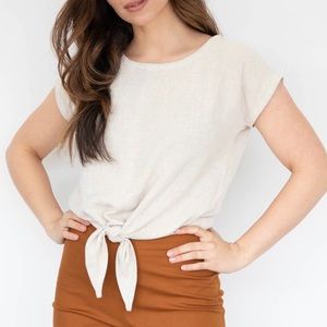 Luzon Tie Front Top in Cotton (Oatmeal)